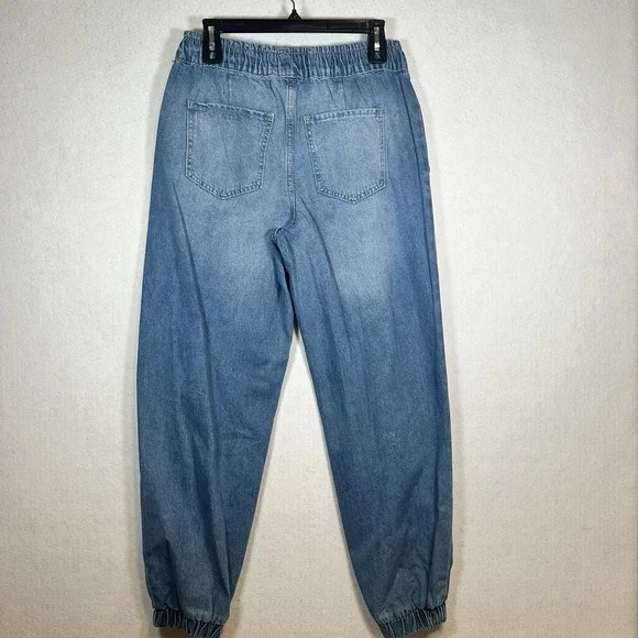 Forever 21 Womens Drawstring Blue Jean Pants Medium - Picture 2 of 8